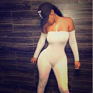 Grey solid colored jumpsuit